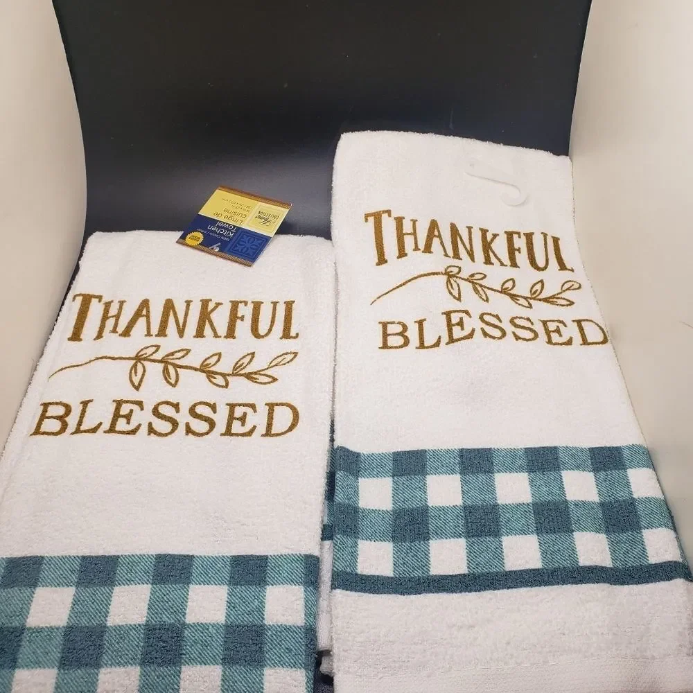 THANKFUL Blessed cotton kitchen towel set